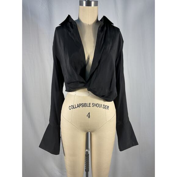 Gauge81 'Myoko' Black Satin Top Size S - Picture 2 of 6